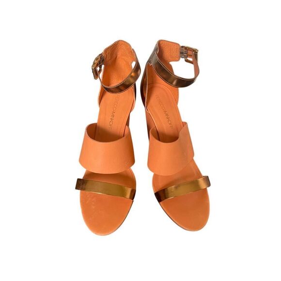 Rebecca Minkoff Stella Leather Wedge Shoes 8.5 Orange / Gold - Picture 3 of 15